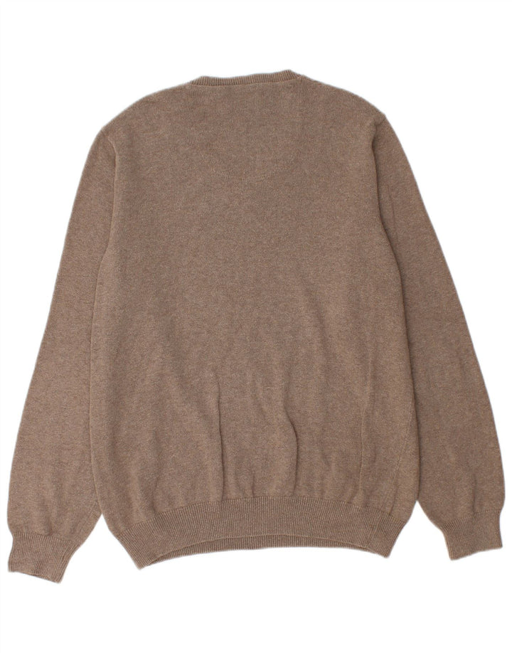 MARKS & SPENCER Suéter tipo jersey con cuello en V y ajuste regular para hombre Algodón marrón grande