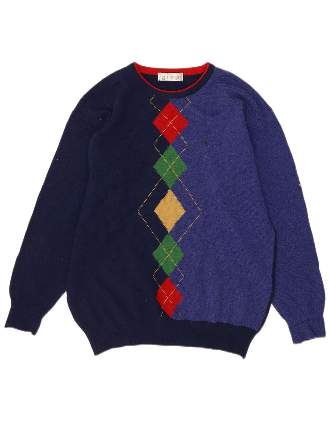 Marks & Spencer - Jersey de cuello redondo para hombre, color azul marino mediano