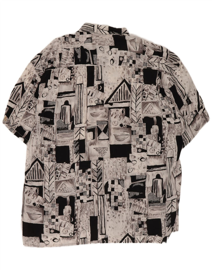 Camisa Vintage Hombre Manga Corta XL Gris Geométrica