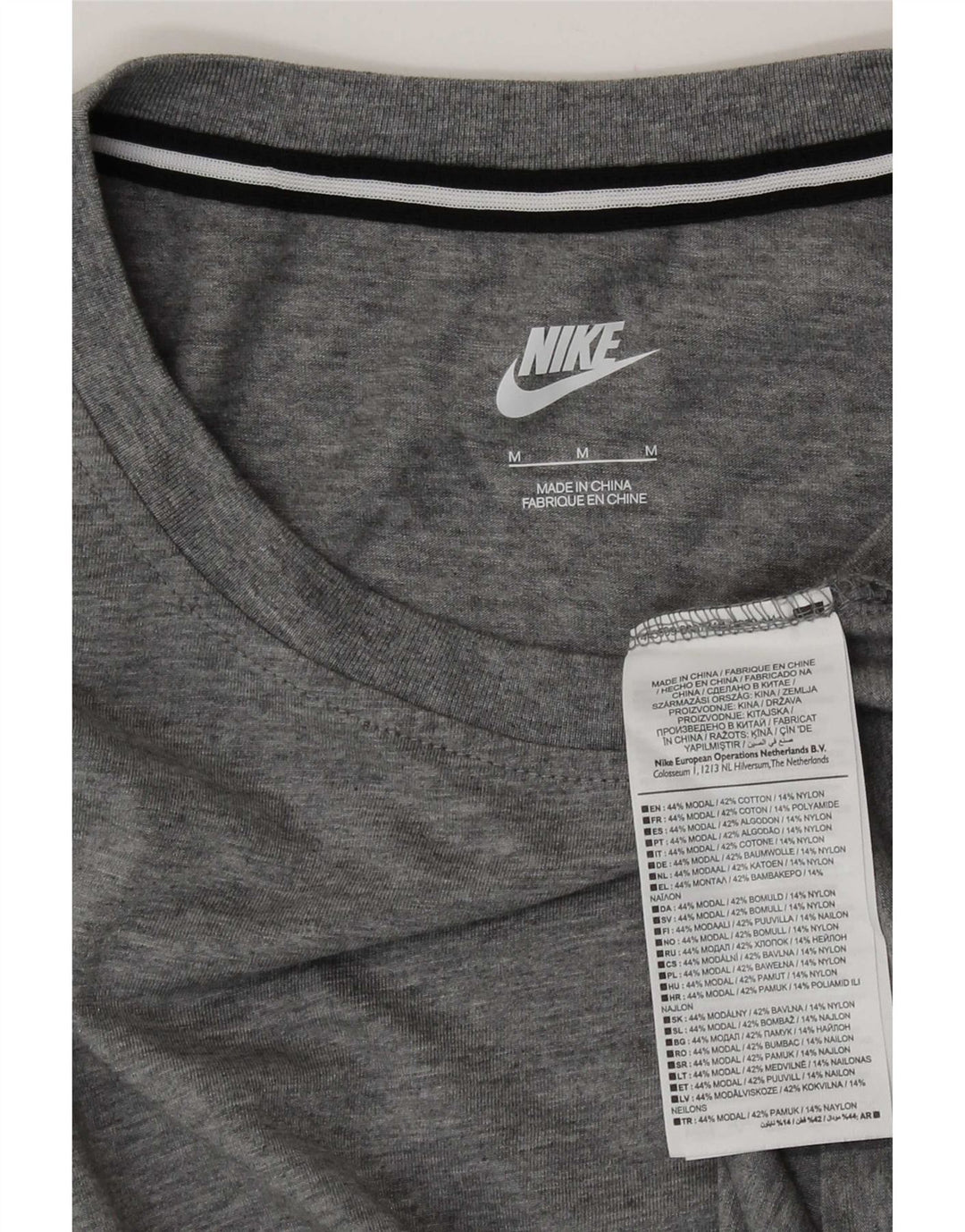 Nike - Camiseta para mujer, talla 40, color gris medio, modal moteado