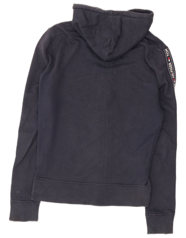 Tommy Hilfiger Suéter con capucha y cremallera gráfica para mujer UK 14 Medium Azul marino