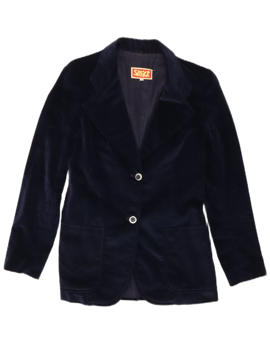 Vintage mujer terciopelo 2 botones Blazer chaqueta IT 42 azul marino medio