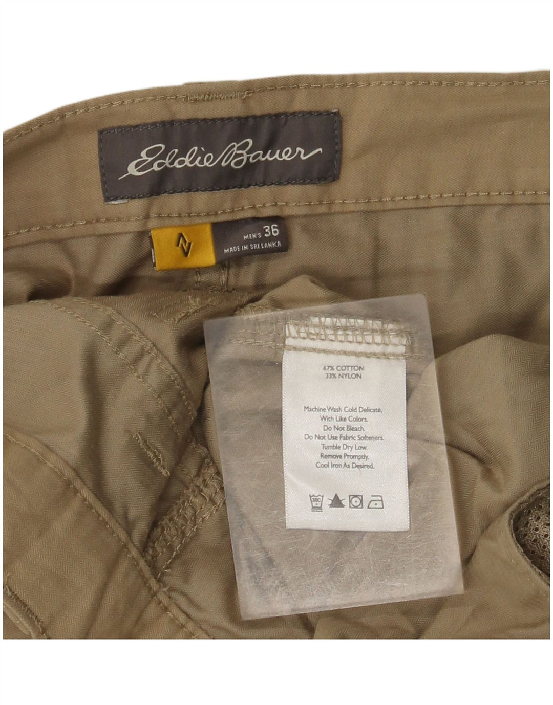 EDDIE BAUER Pantalones cortos cargo para hombre W36 Algodón beige grande