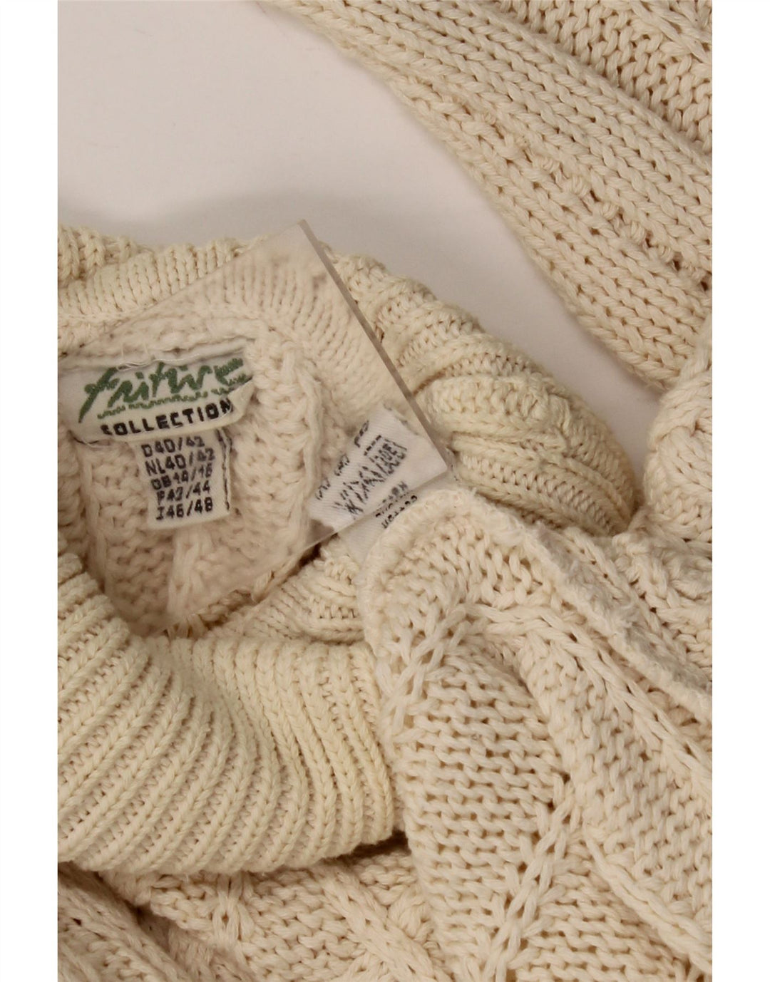 FRITZI Jersey extragrande con cuello vuelto para mujer, talla 40/40, talla grande, color beige