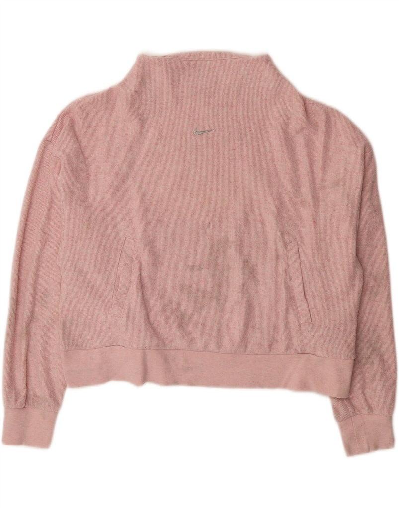 NIKE Womens Therma-Fit Crop Sweatshirt Jumper UK 10 Small Pink Flecked Vintage Nike and Second-Hand Nike from Messina Hembry 
