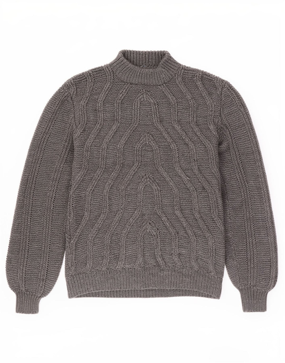 Vintage hombres tortuga cuello jumper suéter medio gris geométrico