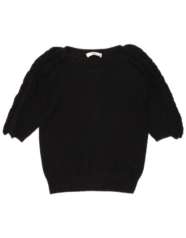 Zara Jersey de manga corta con cuello redondo para mujer, talla 40, talla M, color negro