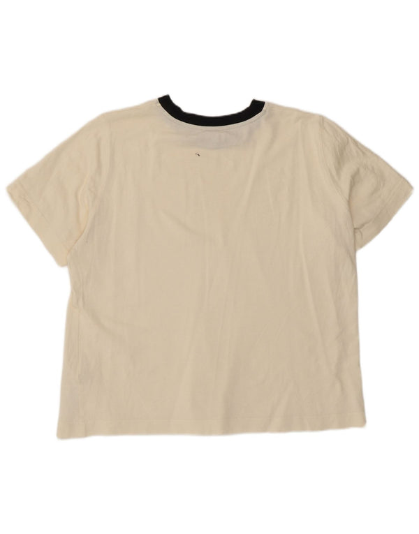 Massimo Dutti Camiseta Mujer Top UK 40 XL Algodón Blanco Roto