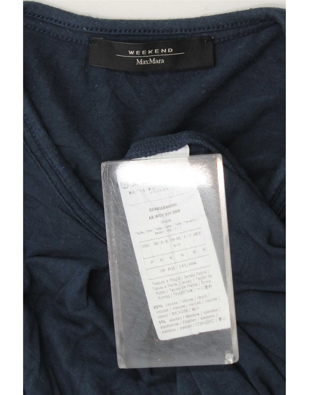 Max Mara Mujer Weekend Top Manga Larga UK 44 Medio Azul Marino Viscosa