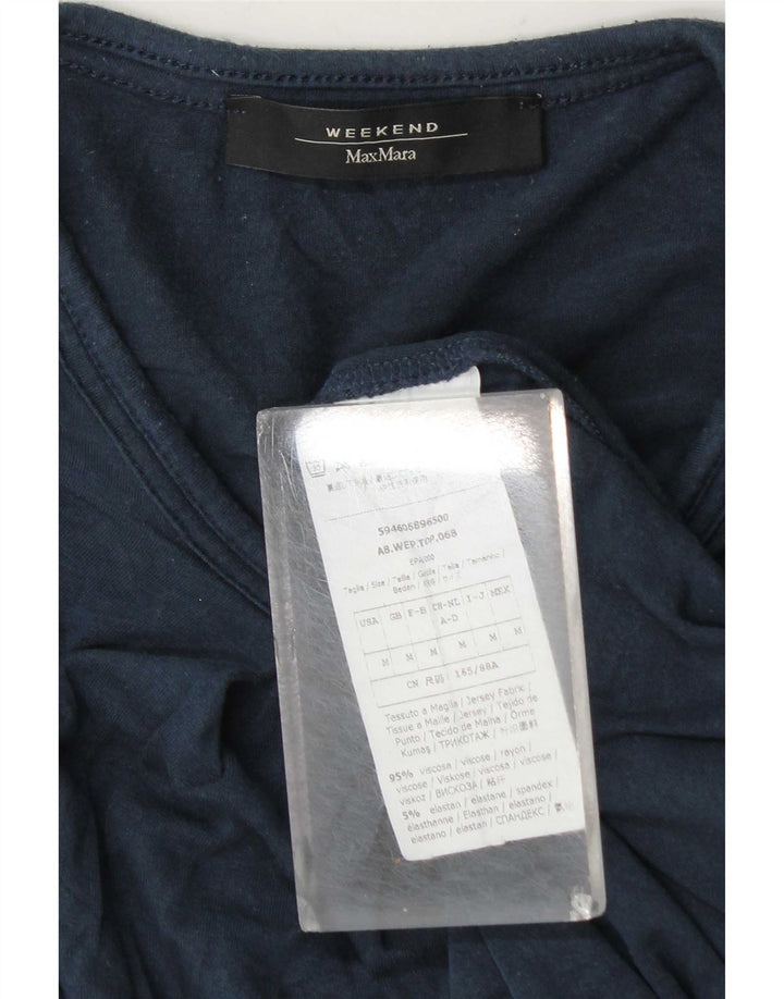 Max Mara Mujer Weekend Top Manga Larga UK 44 Medio Azul Marino Viscosa