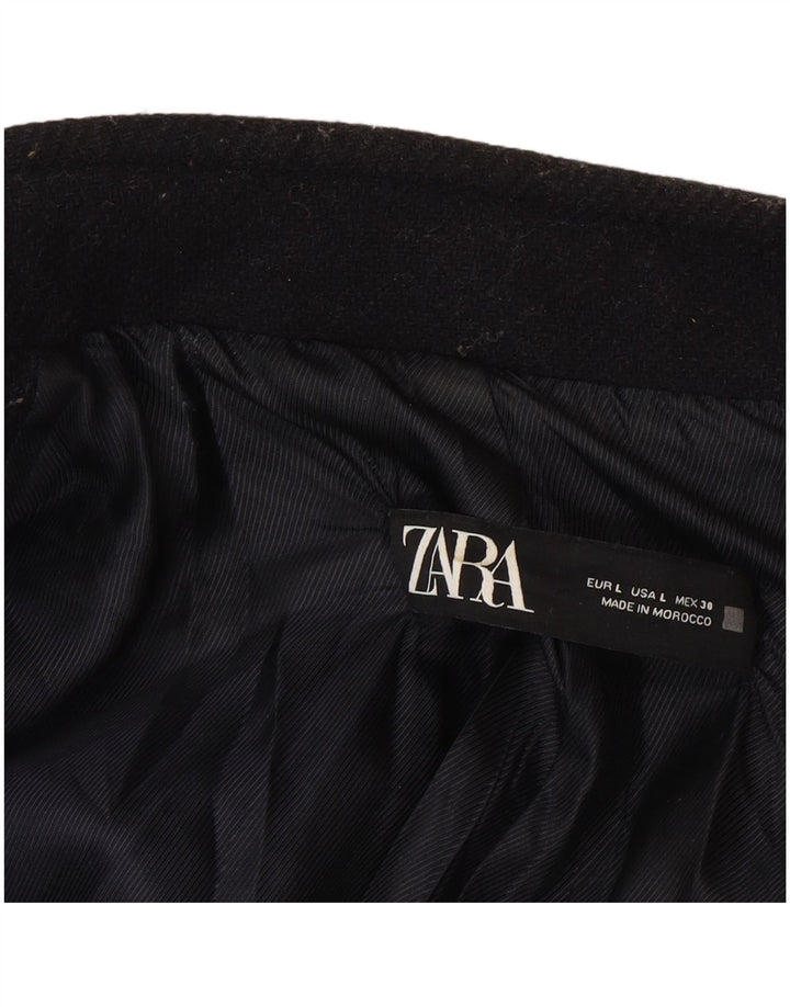 Zara Mujer Abrigo Cruzado UK 46 Grande Lana Azul Marino