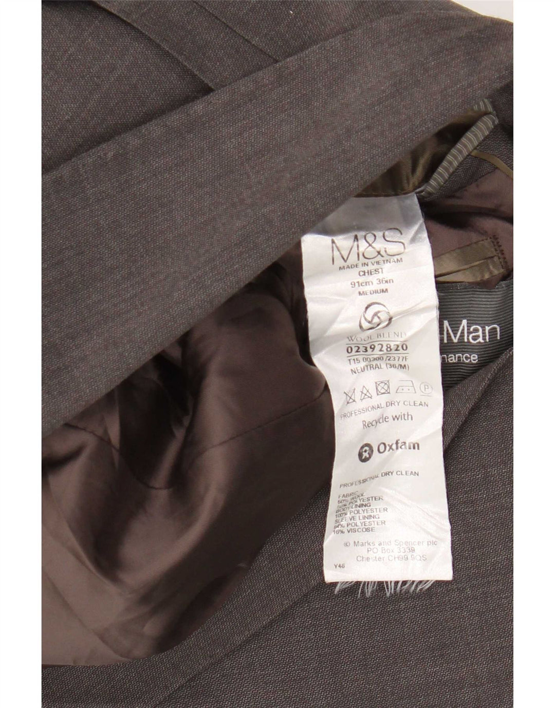 Marks & Spencer Chaqueta tipo blazer de 2 botones para hombre UK 36 Small Grey Wool