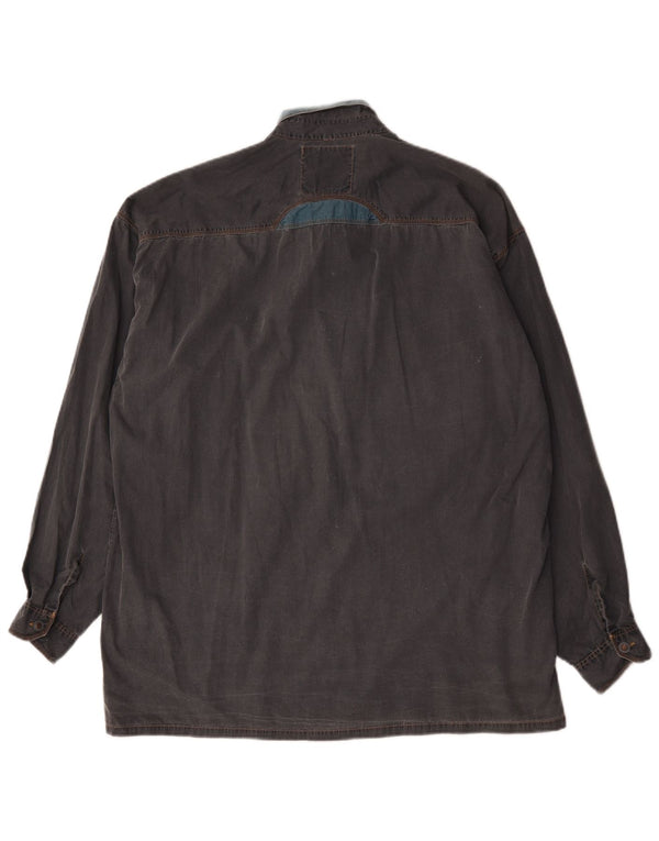 Camisa vaquera vintage para hombre XL Gris Colorblock Algodón