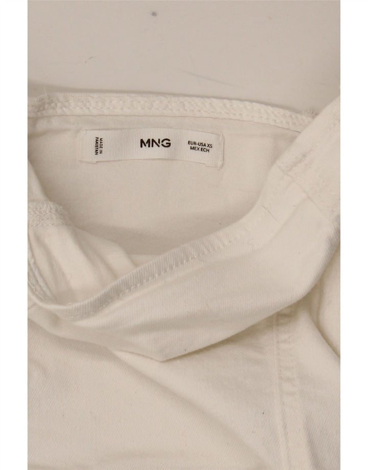 Mango Mujer Corset Top UK 4 XS Algodón Blanco