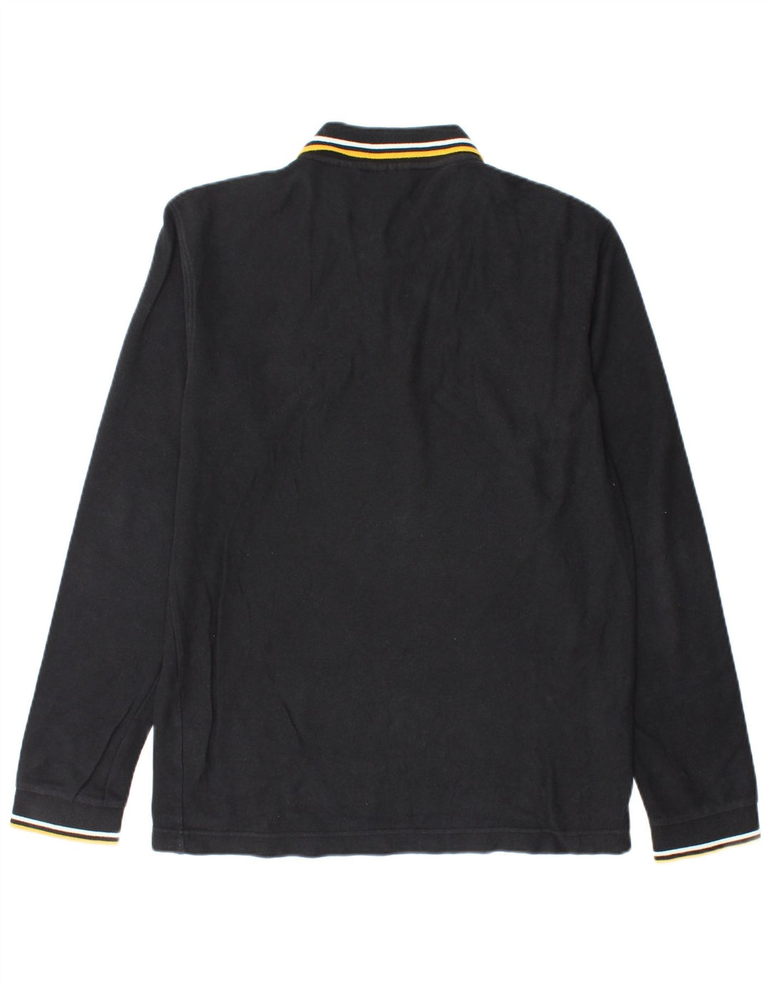Fila Polo De Manga Larga Para Hombre Algodón Negro Mediano