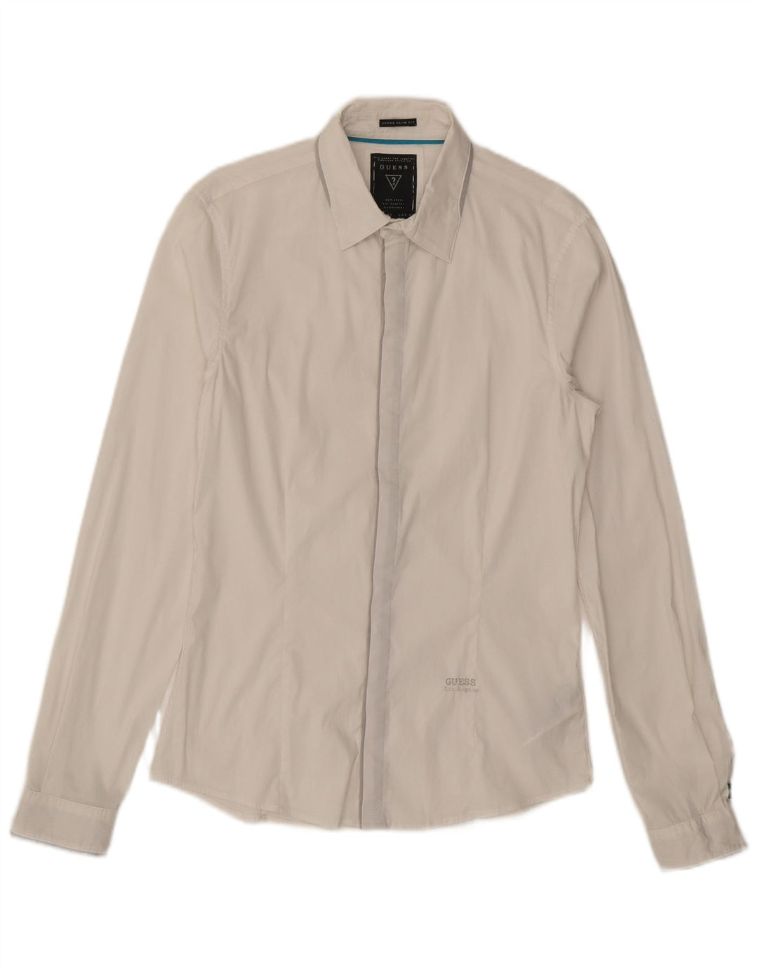 GUESS Camisa Slim Fit para Hombre Small White Cotton