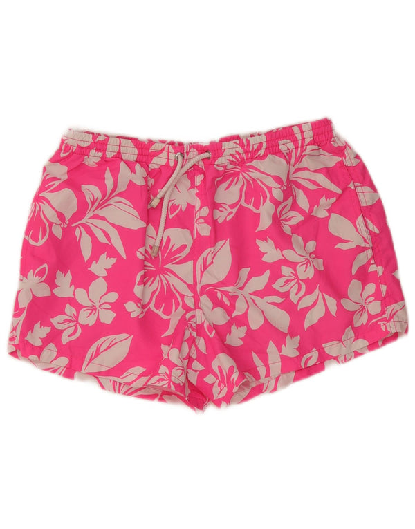 Zara Hombre Pantalones Cortos Deportivos Poliéster Floral Rosa Grande