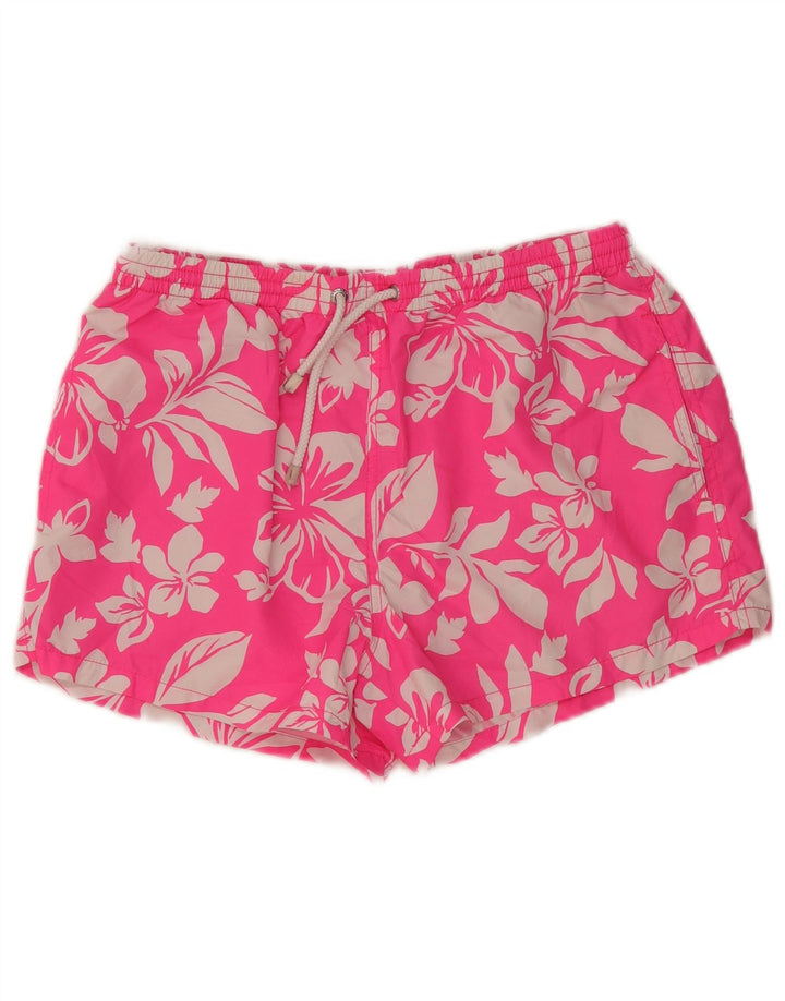 Zara Hombre Pantalones Cortos Deportivos Poliéster Floral Rosa Grande
