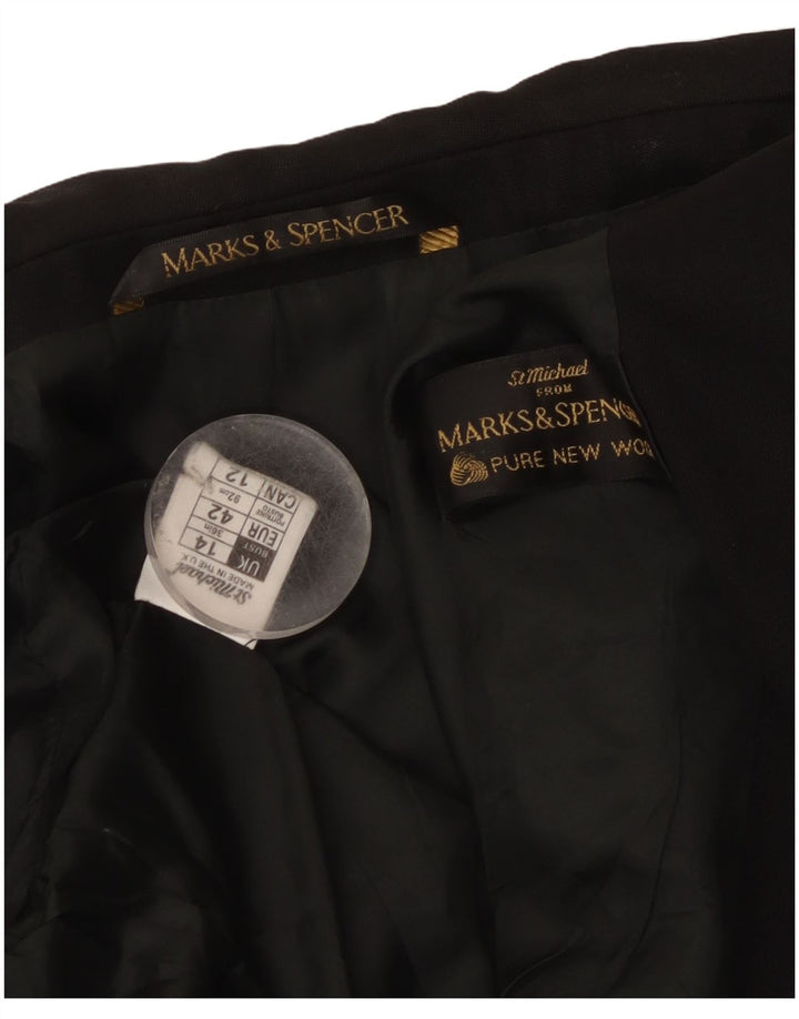 Marks & Spencer Chaqueta tipo blazer con doble botonadura para mujer UK 40 Grande Lana negra
