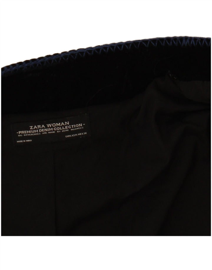 ZARA Chaqueta Bolero Abierta De Terciopelo Para Mujer UK 46 Large Black Paisley