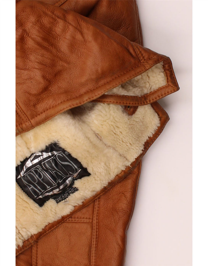 VINTAGE Chaqueta de piel de oveja para hombre IT 52 XL Marrón