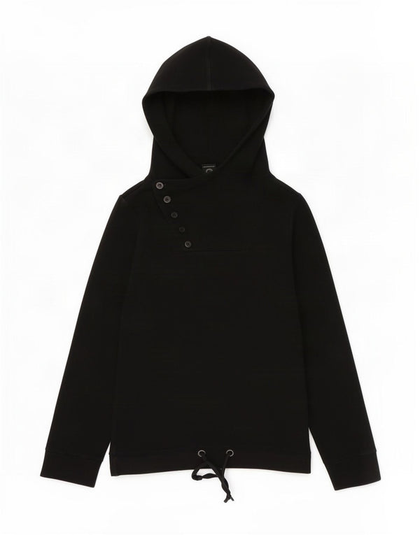Bench Sudadera con capucha y cuello con botones para mujer, talla 44, talla M, color negro