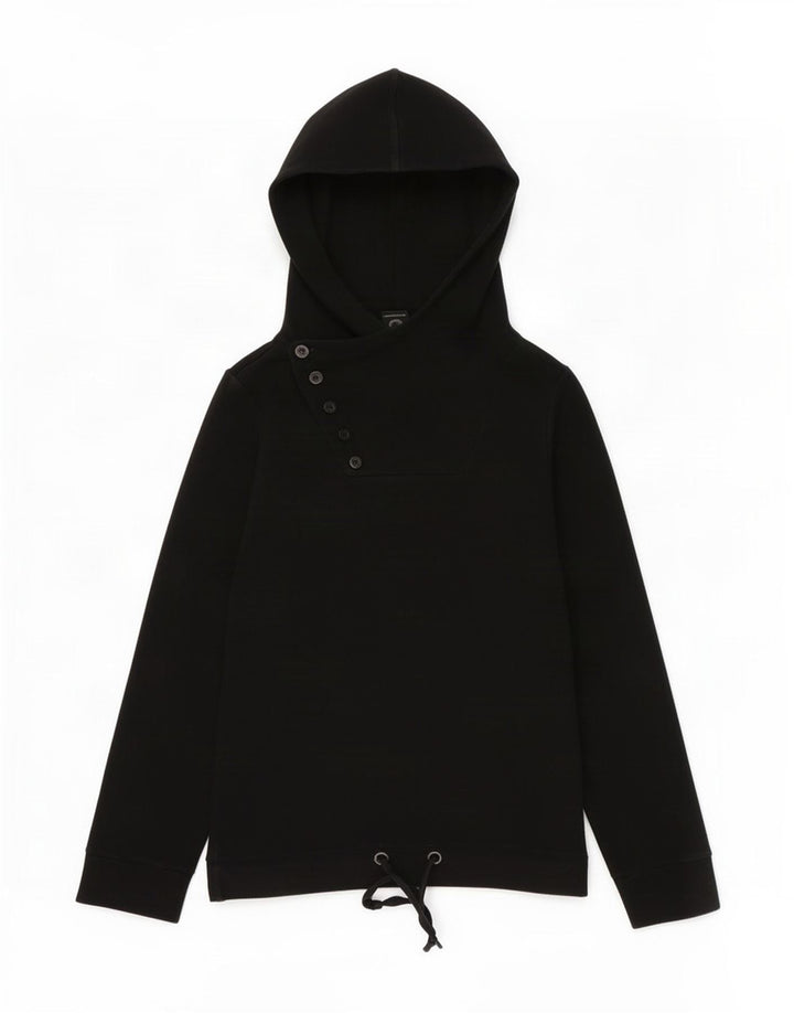 Bench Sudadera con capucha y cuello con botones para mujer, talla 44, talla M, color negro