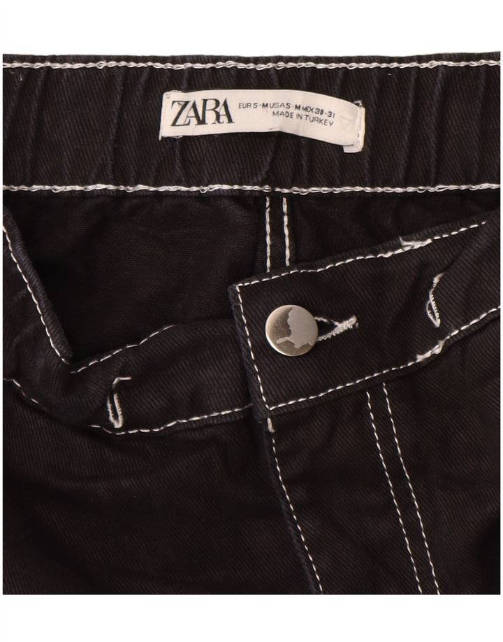 ZARA Hombre Shorts Cargo Small W30 Algodón Negro