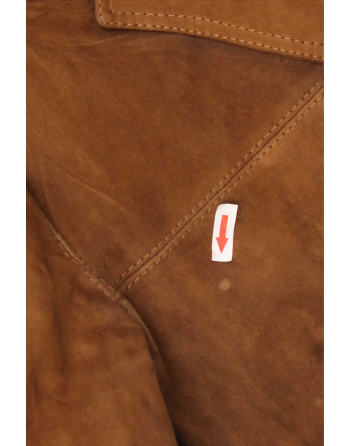 Vintage hombres 3 botones ante Blazer chaqueta Reino Unido 40 cuero marrón grande