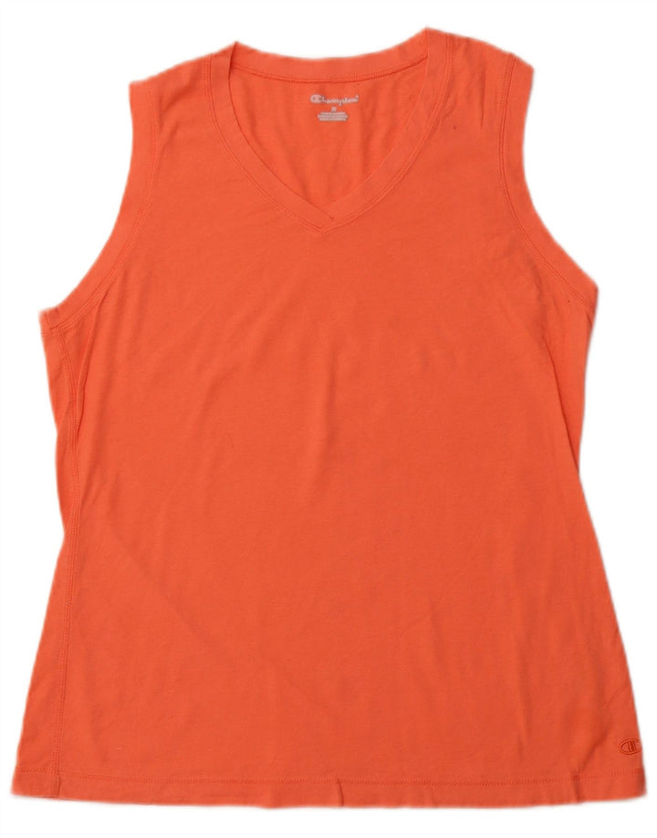 CHAMPION Camiseta sin mangas para mujer UK 14 Algodón naranja mediano