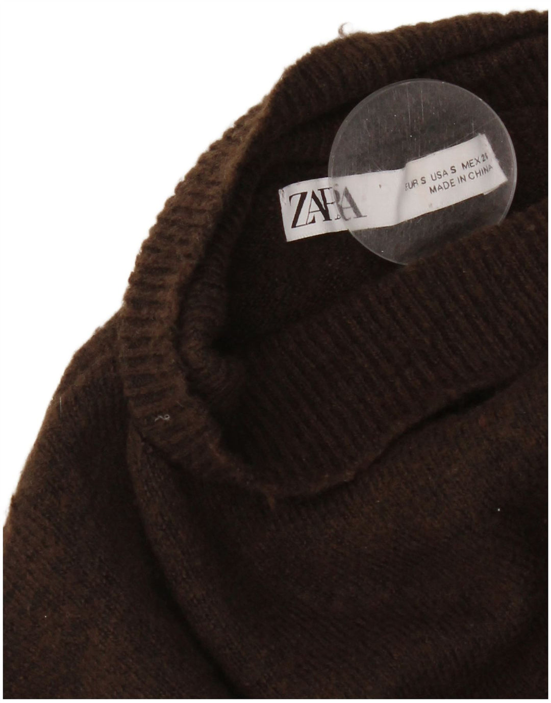 Zara Mujer Batwing Roll Neck Jumper Sweater UK 10 Small Marrón