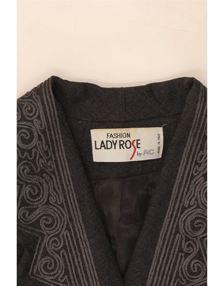 Vintage mujer 6 botones Blazer chaqueta IT 42 gris medio Paisley poliéster