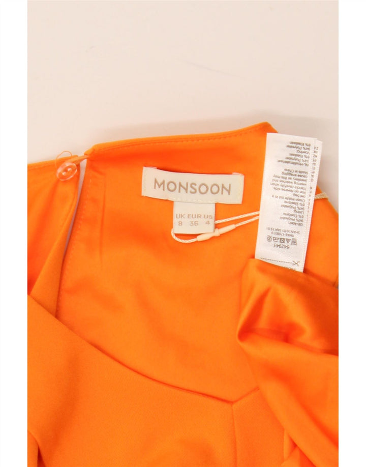 Monsoon Vestido largo sin mangas para mujer UK 8 Pequeño Poliéster naranja