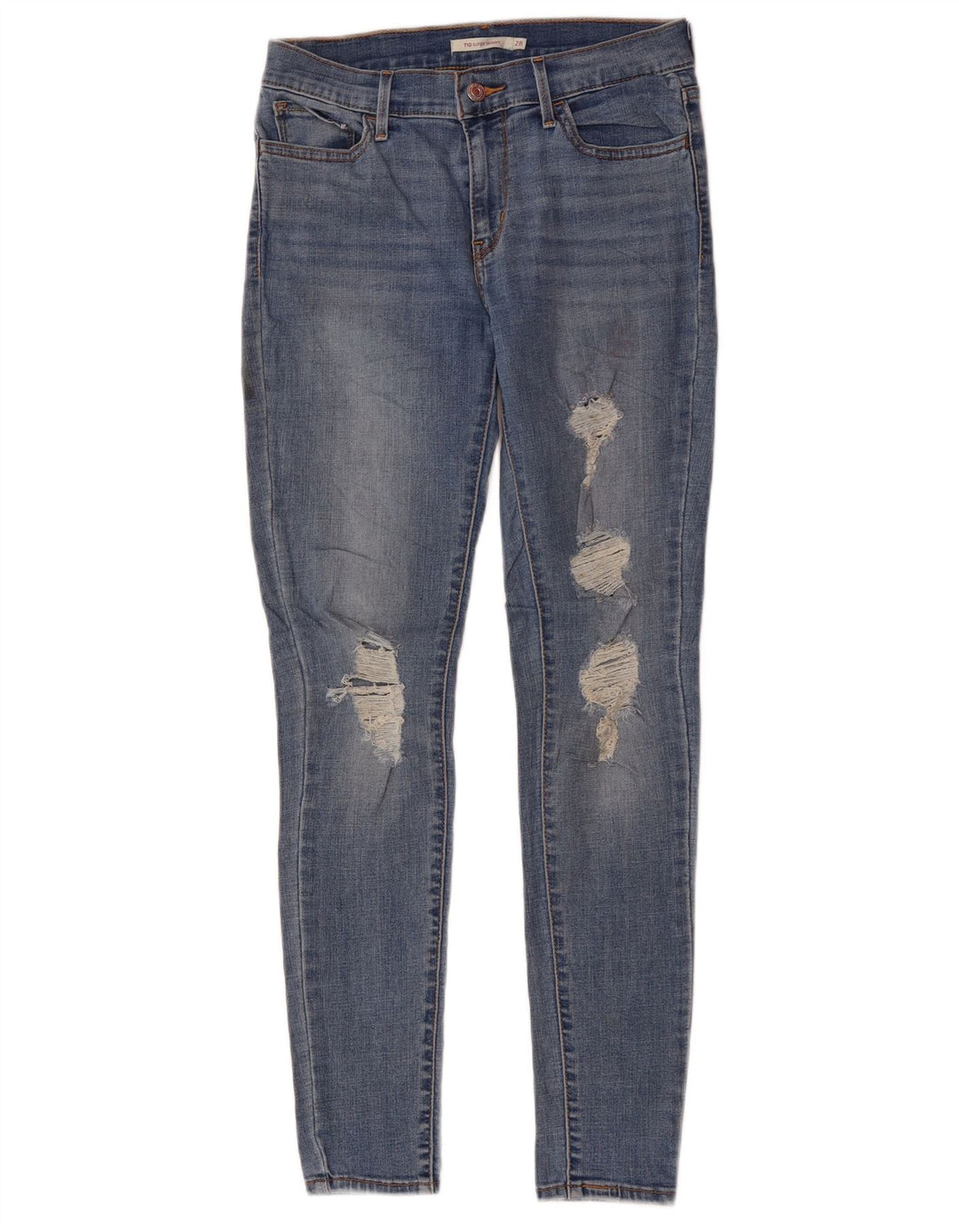 LEVI'S Jeans súper ajustados desgastados 710 para mujer W28 L30 Poliéster azul