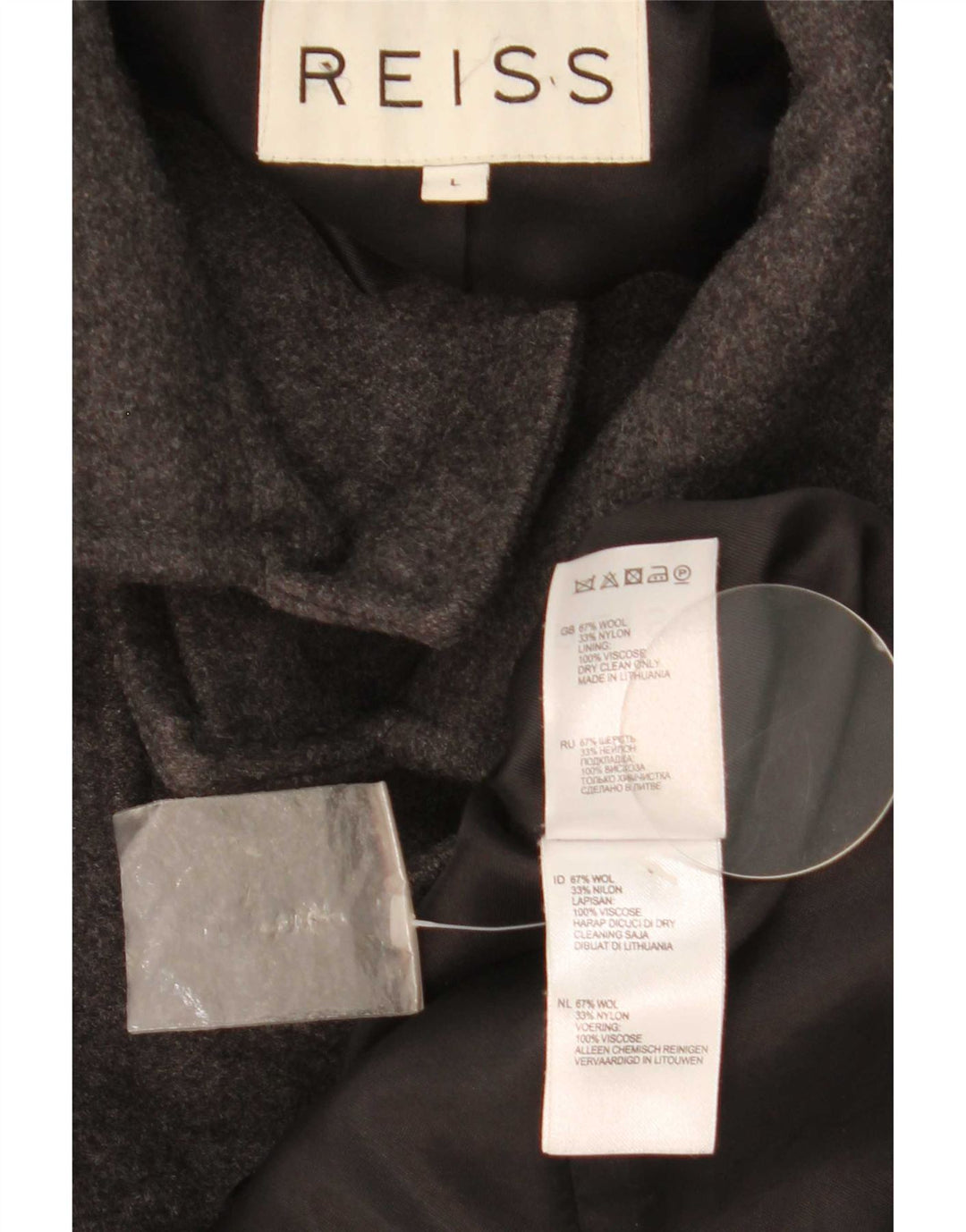 Abrigo Reiss para hombre Reino Unido 40 Lana gris grande