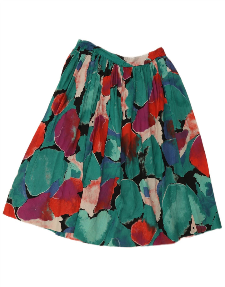 Vintage mujer patrón abstracto falda plisada W26 pequeño multicolor