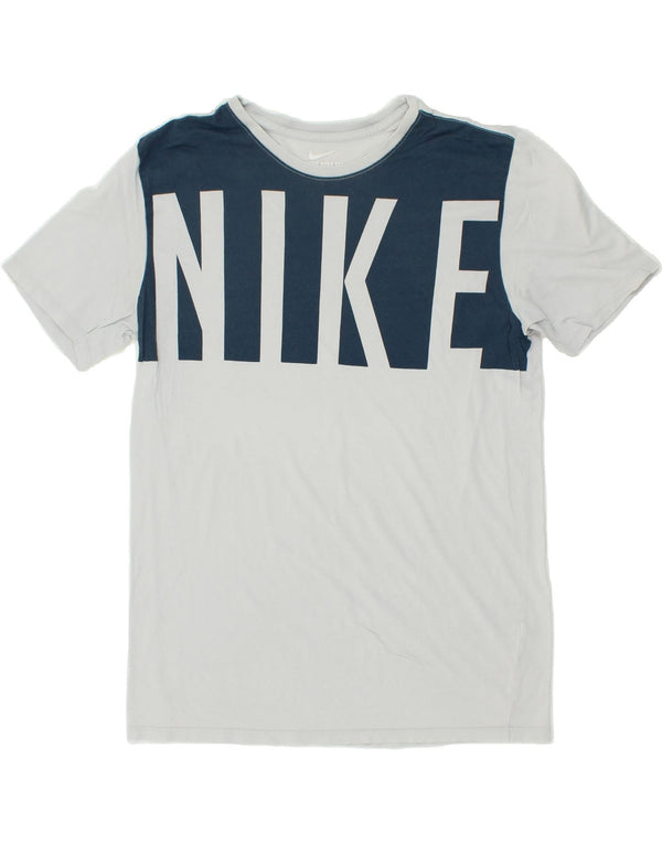 NIKE Mens Graphic T-Shirt Top Large Grey Colourblock Cotton