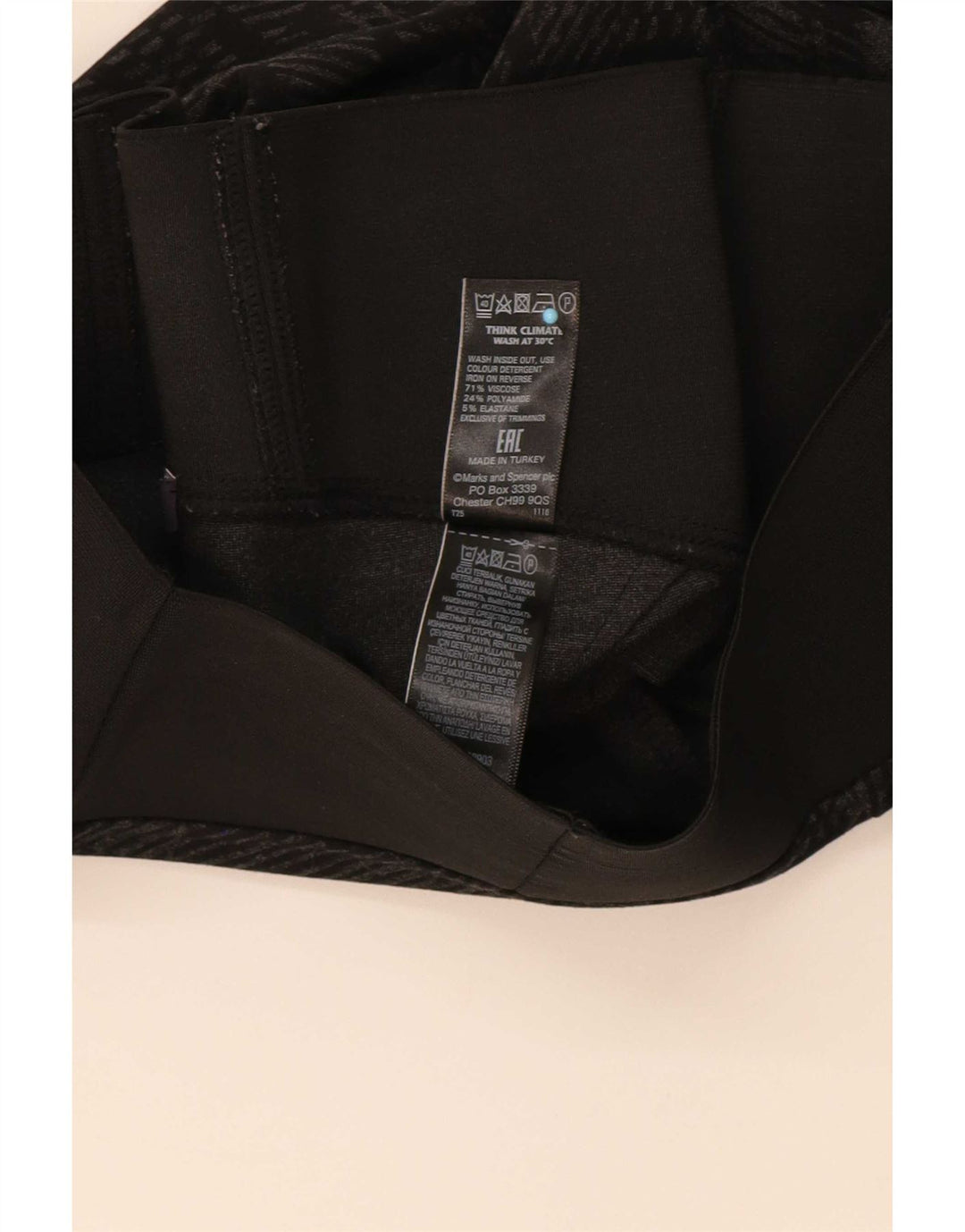 Marks & Spencer Leggings para mujer UK 10 Small Viscosa geométrica negra