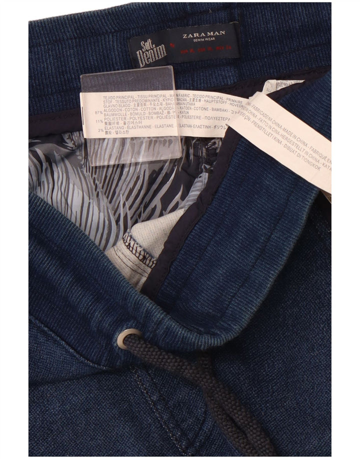 ZARA Hombre Pantalón Joggers Cropped XL Algodón Azul