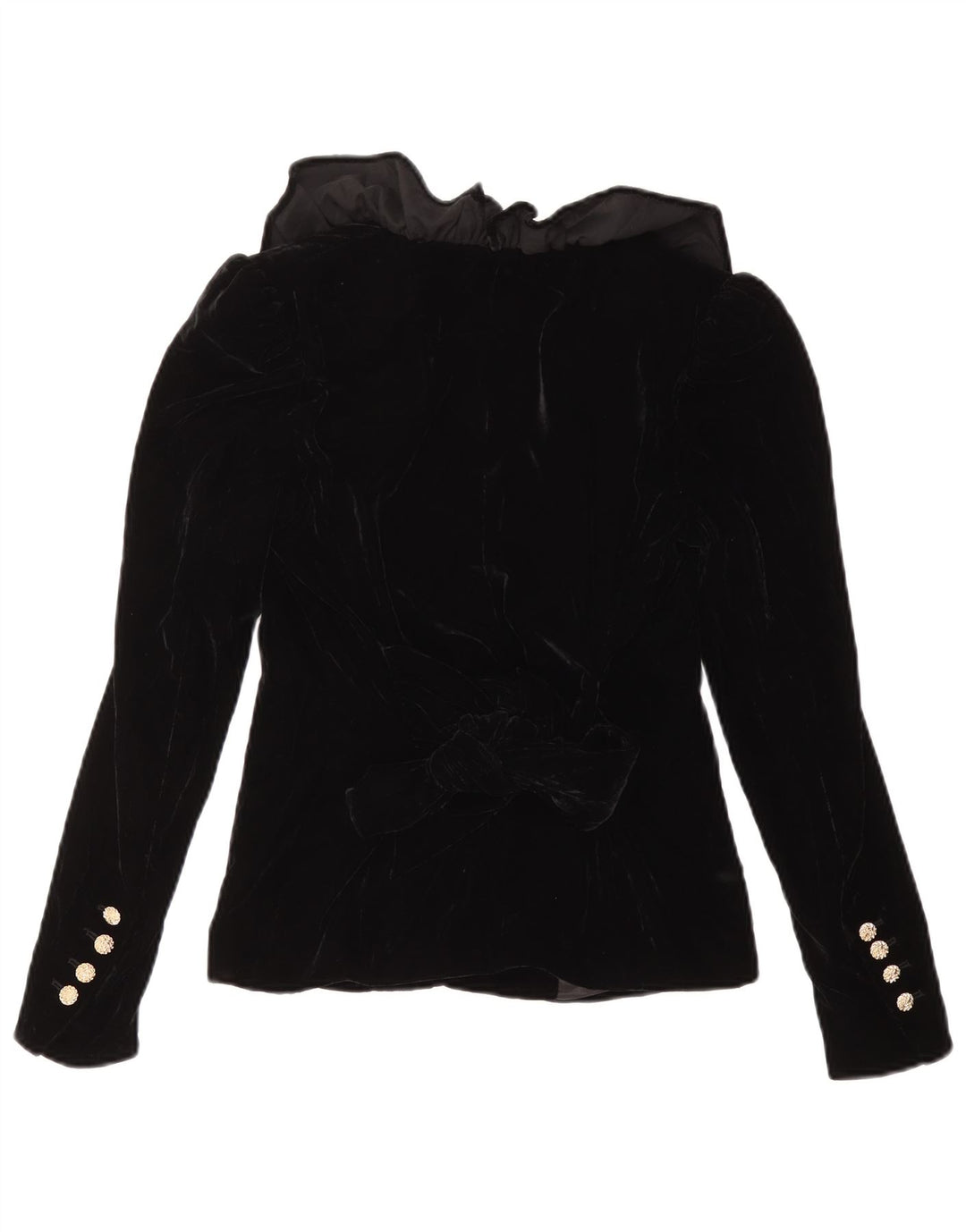 ZARA Chaqueta Blazer De Terciopelo Mujer UK 6 XS Poliéster Negro