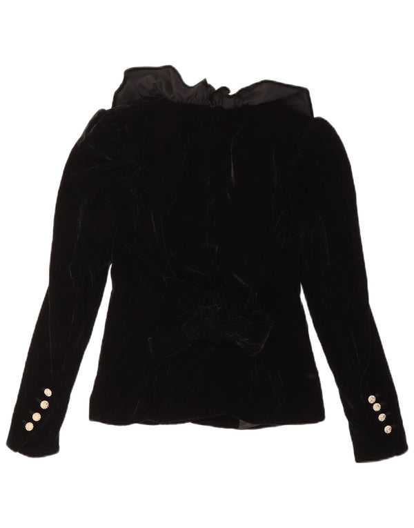 ZARA Chaqueta Blazer De Terciopelo Mujer UK 6 XS Poliéster Negro