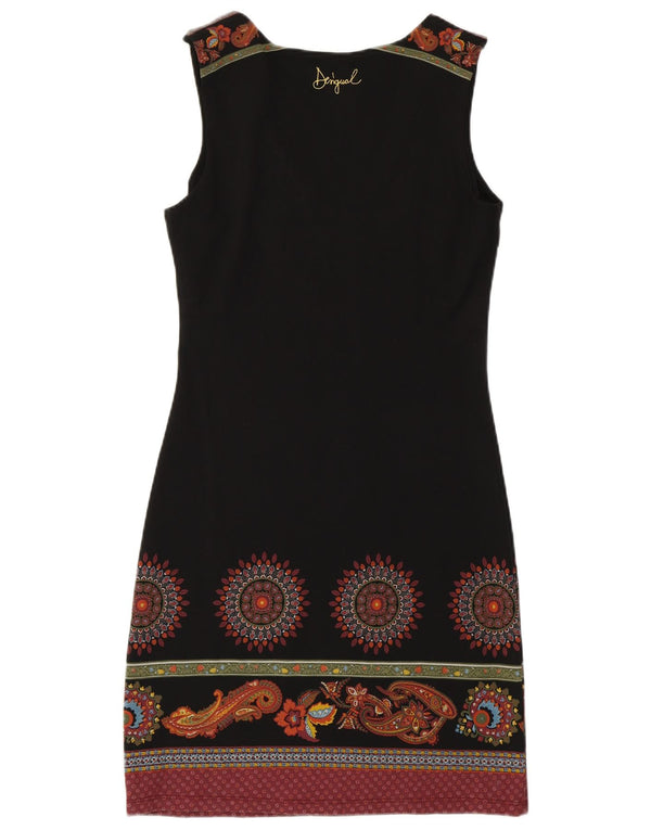 DESIGUAL Vestido tubo sin mangas para mujer UK 40 Mediano Negro Floral