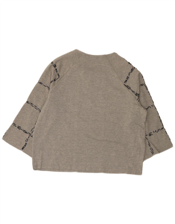 Zara Mujer Top Extragrande Manga 3/4 UK 44 Cuadro Gris Medio