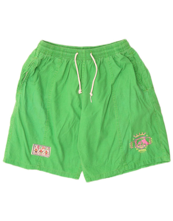 Vintage mujeres gráfico natación pantalones cortos grande verde algodón retro