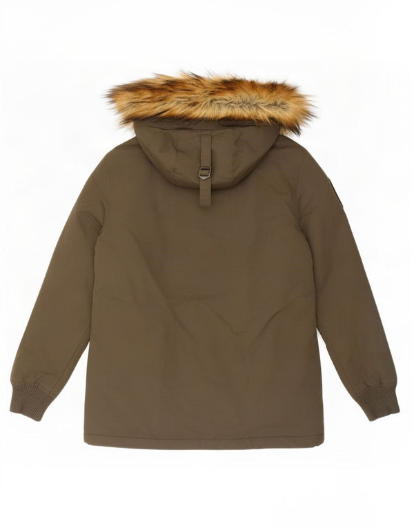 Chaqueta parka con capucha Superdry para mujer UK 46 Large Caqui Nylon