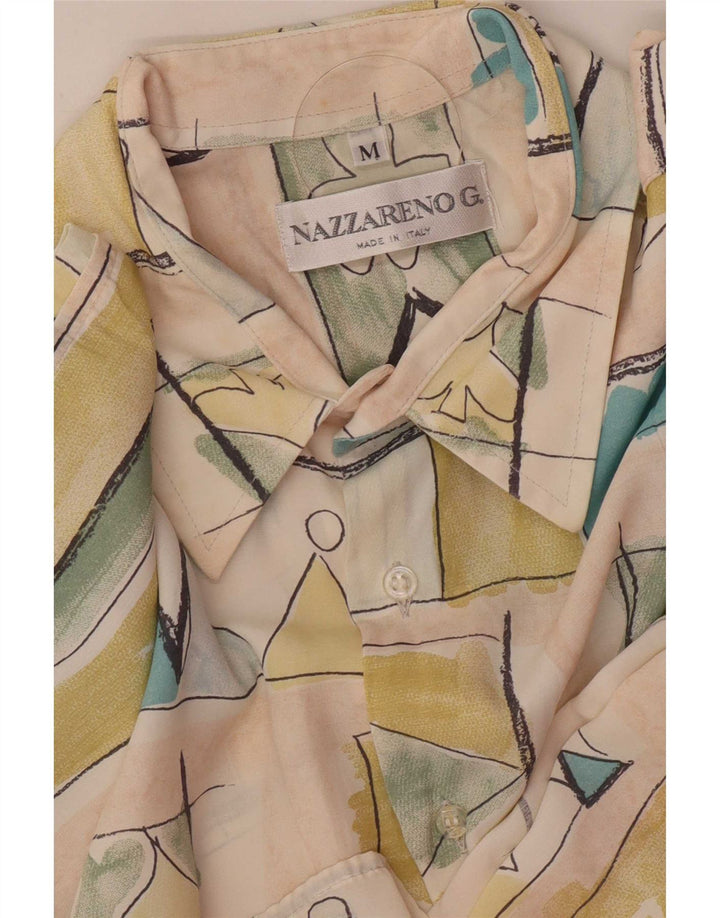 Nazzareno G. Camisa de manga corta con estampado abstracto para hombre, talla mediana, multicolor