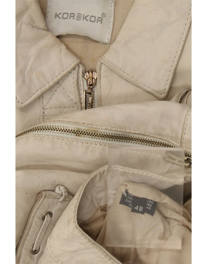 Kor@Kor Chaqueta de cuero para mujer IT 48 XL Cuero blanco roto