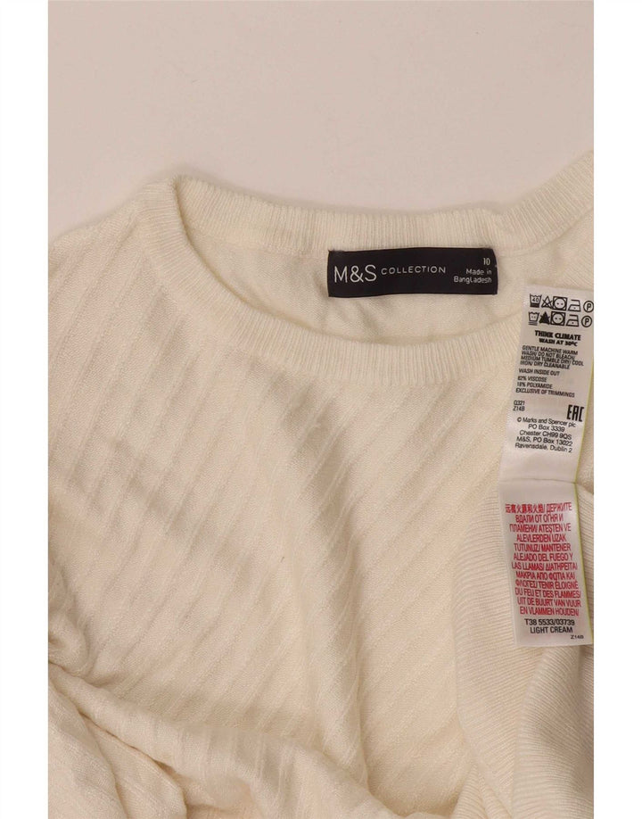 Marks & Spencer Suéter de cuello redondo para mujer UK 10 Small White Viscosa
