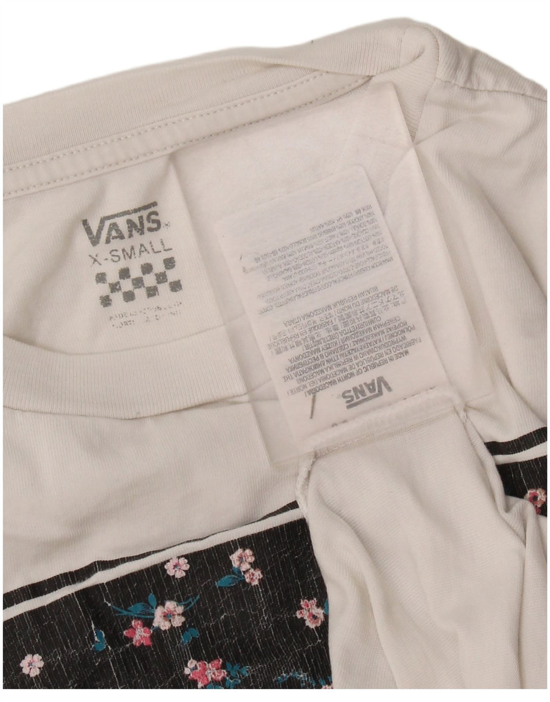 VANS Camiseta corta con gráfico para mujer UK 6 XS Algodón blanco
