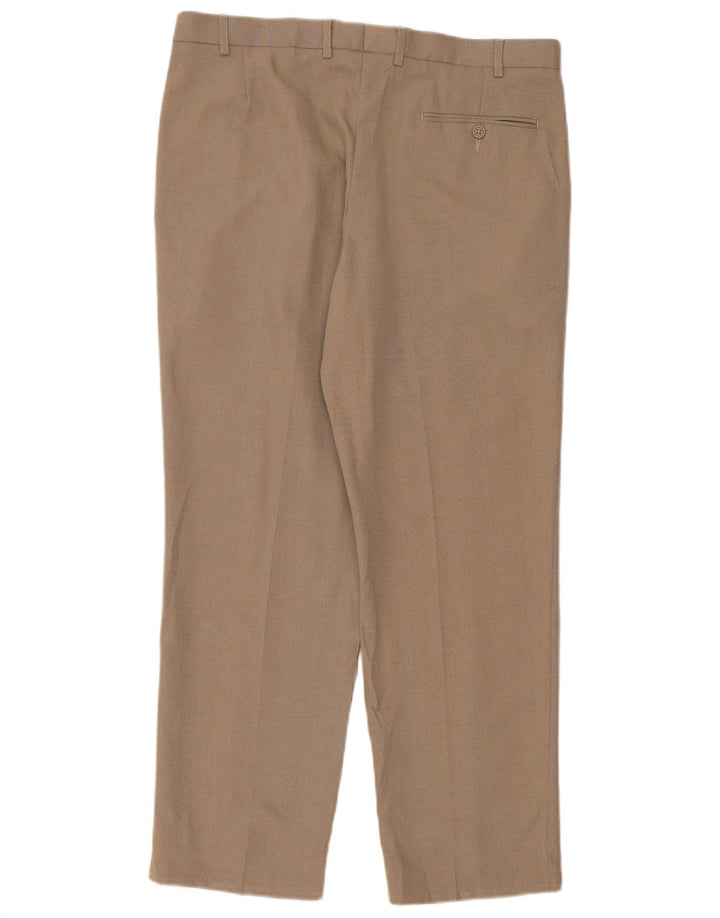 Marks & Spencer Pantalón de traje recto para hombre W36 L29 Poliéster beige